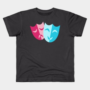 Theatrical blue mask smiles and red cry Kids T-Shirt